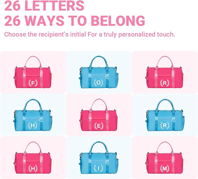 Gym Bag for Women, Personalized Duffle Bag with Shoe Compartment, Sports Bag for Yoga & Dance with Wet Pocket and Mat Strap(HotPink,G)