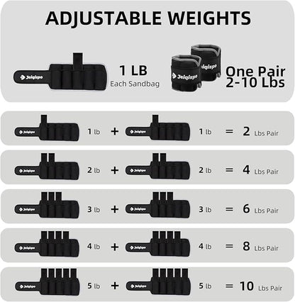 Adjustable Ankle Weights 1 Pair 2/4/6/8/10 LBS Wrist Leg Arm Weights for Women Men Kids,Strength Training with Removable Weight for Fitness Gym Workout Running Walking