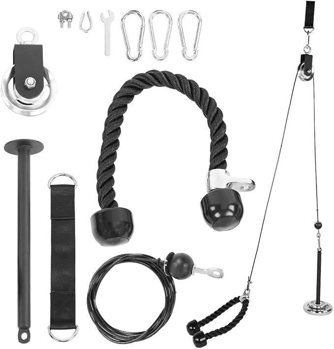 Lift Pulley System Strength Training Kit DIY Home Gym Equipment with Loading Pin for Full Body Workout Aluminum Alloy Iron Plastic Nylon