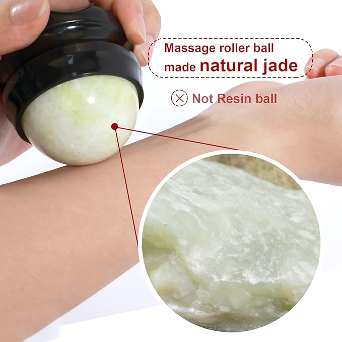 ideayard Cold Massage Roller Ball, Massage Stone Tool Jade Ball for Cold & Heat Relief Sore Muscles, Shoulders, Arms, Neck, Back, Feet, Body