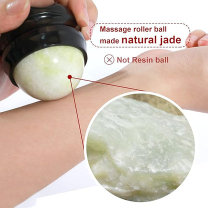 ideayard Cold Massage Roller Ball, Massage Stone Tool Jade Ball for Cold & Heat Relief Sore Muscles, Shoulders, Arms, Neck, Back, Feet, Body