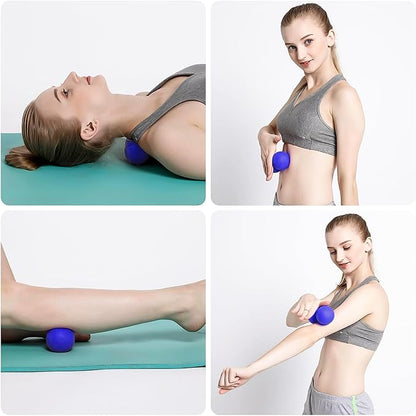 WOVTE Massage Lacrosse Ball for Sore Muscles, Shoulders, Neck, Back, Foot, Body, Deep Tissue, Trigger Point, Muscle Knots, Yoga and Myofascial Release (Blue) (Royal Blue Pink)