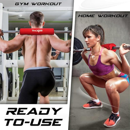 Yes4All Ergonomic Foam Bar Pad, Olympic Barbell Squat & Neck Pad for Squats, Hip Thrusts & Weight Lifting Bar