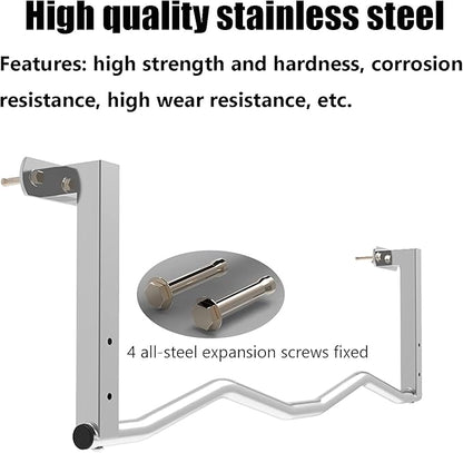 Safety Steel Fitness Horizontal Bar, Wall-Mounted Pull-up Bar, Multi-Purpose Home Gym Strength Training Pole, Easy to Install, Load 300kg (Stainless Steel)