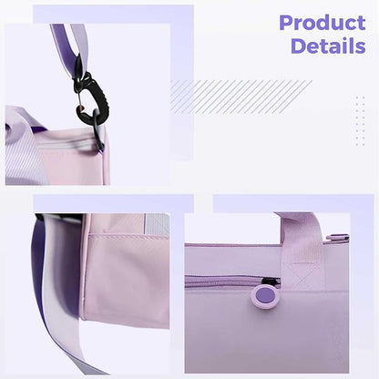 Portable Women'S Gym Bag Kit, 5 Pcs Exercise Accessories Set, Hand Grip Roller Stick Yoga Band Spiky Ball Kit, Stylish Sport Bag For Workout