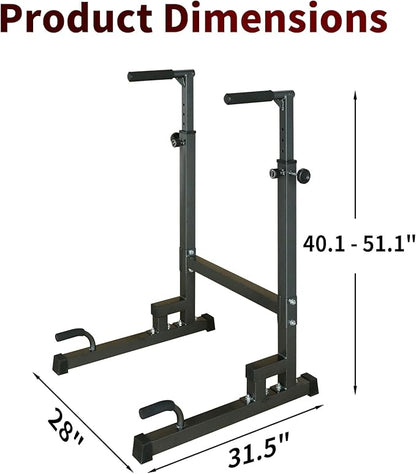 Adjustable Power Tower Dip Stand Station with Bench Pull Up Bar - Heavy Duty Multi-Function Fitness Equipment for Home Gym, Black