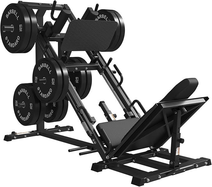 GMWD Leg Press Hack Squat Machine Combo, Leg Exercise Machine with Linear Bearing, 45-Degree Lower Body Special with Weight Storage for Quads, Hamstring, Glutes, Calves, Home Gym Leg Day Equipment