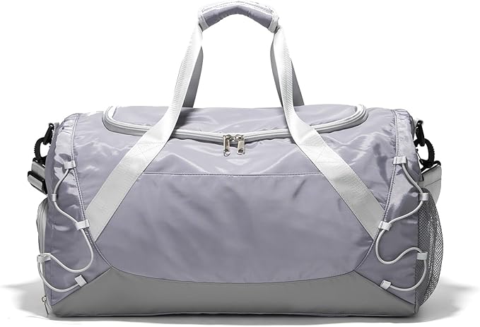 Gym Bag for Women Men Duffle Bag for Travel with Shoes Compartment and Wet Pocket Small Carry on Weekender Bags for Sports Overnight Fitness Yoga Dance Workout Swimming Hospital Tote (Grey)