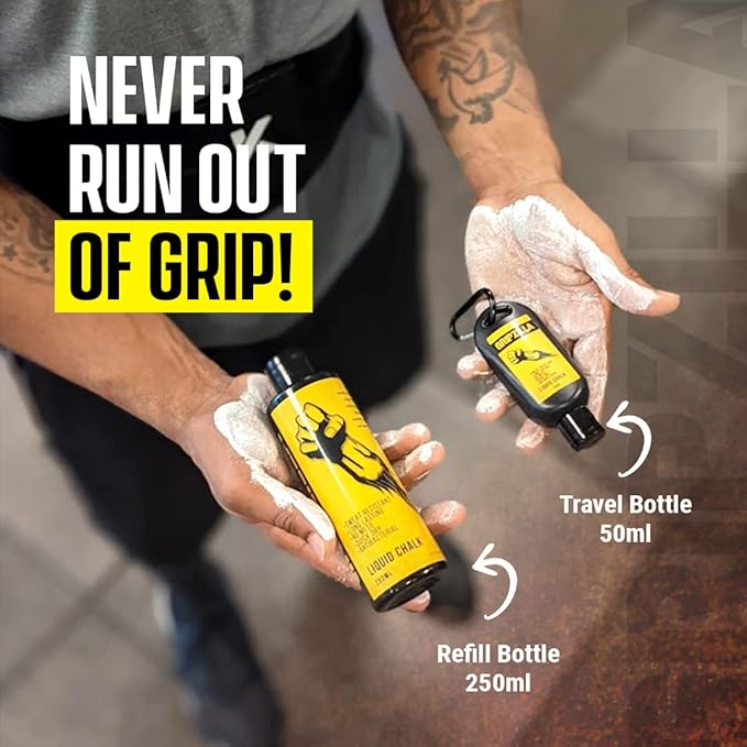 GRIPZILLA Liquid Chalk Kit Gym Chalk for Weight Lifting, Rock Climbing, Pole Grip, Bouldering, Powerlifting, Ball, Gymnastics, Sports, and Workout- Cheer Chalk - Package May Vary