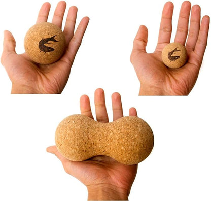 Aquanimous Cork Massage Balls Natural Firm Ultra-Light Eco-Friendly Deep Tissue Massage with Travel Bag (Set of 3)