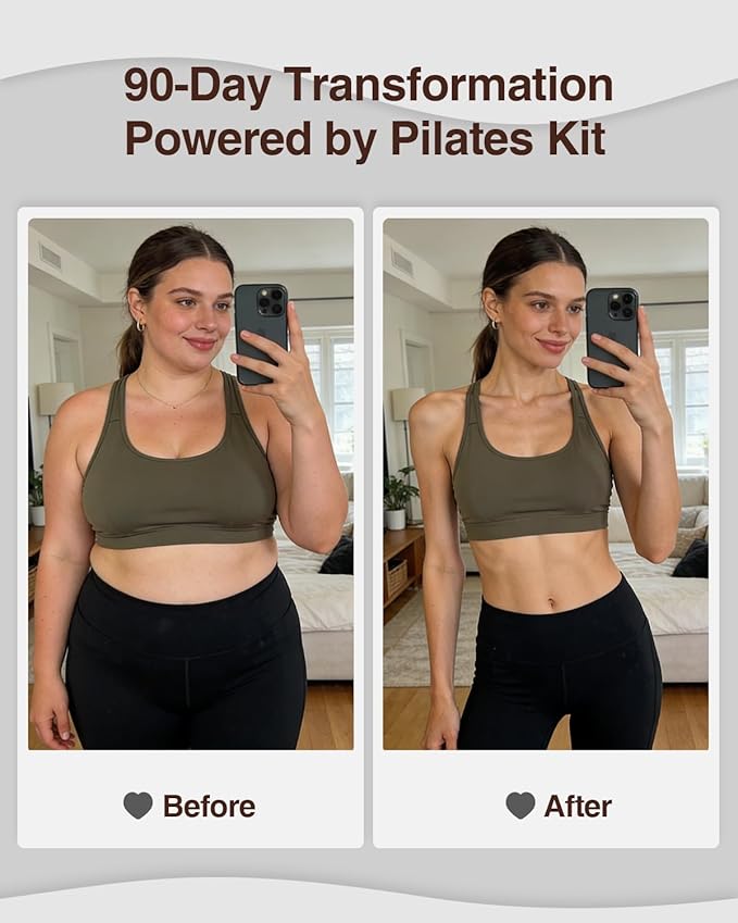 Pilates kit for Women Home Workout, Pilates Equipment Ring and Ball Set with 3 Fabric Resistance Bands, Massage Ball, Pilates Starter Kit for Strength, Toning, Including Workout Guide