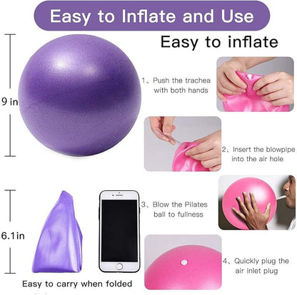 Mini Yoga Balls 9 Inch Exercise Pilates Therapy Balance Barre Equipment for Home Stability Squishy Training PhysicalCore Training(6 PCS)