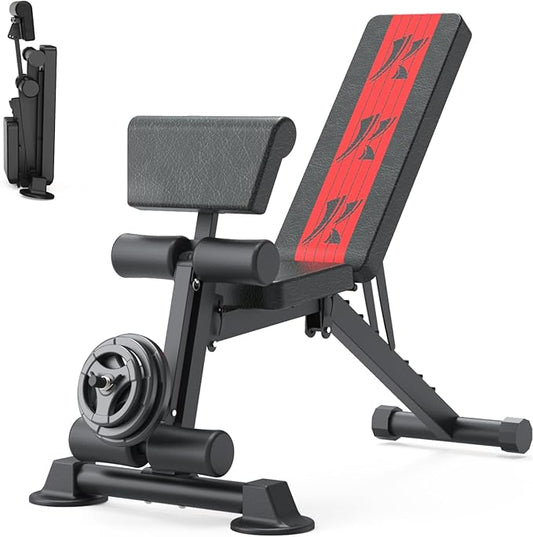 K KINGKANG Adjustable Weight Bench, Workout Bench Press for Home Gym, Exercise Sit Up Bench for Full Body Workout, Quick Foldable Strength Training Bench for Home Gym Weight 660 Lbs Incline Decline Flat 2024-New Version