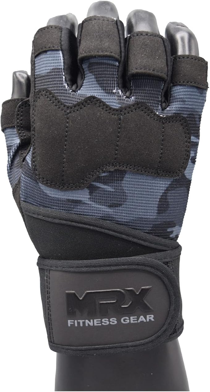 MRX Weightlifting Gloves for Men Workout Gloves Mens Wrist Support Lifting Gloves Male Gym Gloves | Workout Gym Accessories for Men Weight Lifting Fingerless Gym Exercise for Powerlifting