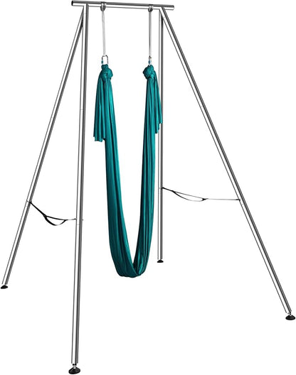 VEVOR Yoga Stand Frame, Max 441-551 lbs Load Swing Stand, Triangular Structure Aerial Rig, Aerial Silk Stands with Yoga Hammock, Standard & Height-Adjustable Version