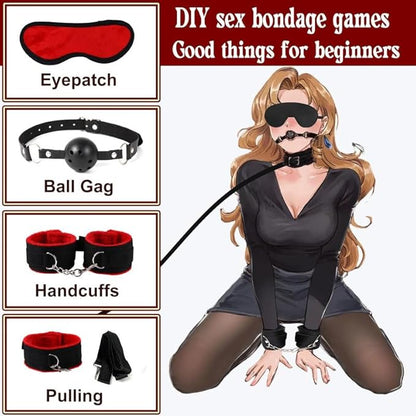 10 Piece Classic Red Nylon Fitness Set, Easy to Carry, with Manual Rope and Sleep Cover - D6