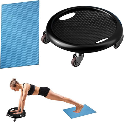 Core Coaster Abdominal Abs Training Machine Equipment,Ab Wheel Roller Exercise for Home Gym Workout Fitness,Waist Strength Trainer with a Kneel Mat
