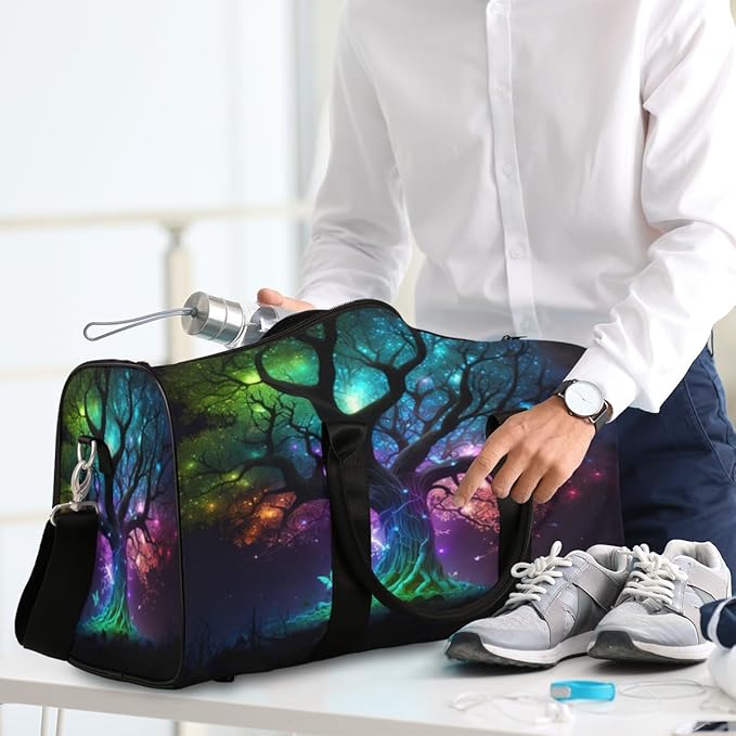 Travel Duffel Bag Tree Of Life Universe Sport Tote Gym Bag Waterproof Foldable Carryon Weekend Overnight Training Handbag Sports Duffle Bags for Women Men Boys Girls