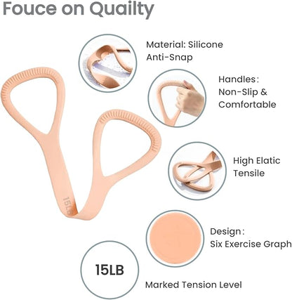 Figure 8 Resistance Band with Handles, Silicone Exercise Bands for Physical Therapy, Arm Shoulder Back Chest Workout, Portable Home Fitness Stretching Equipment for Yoga & Pilates