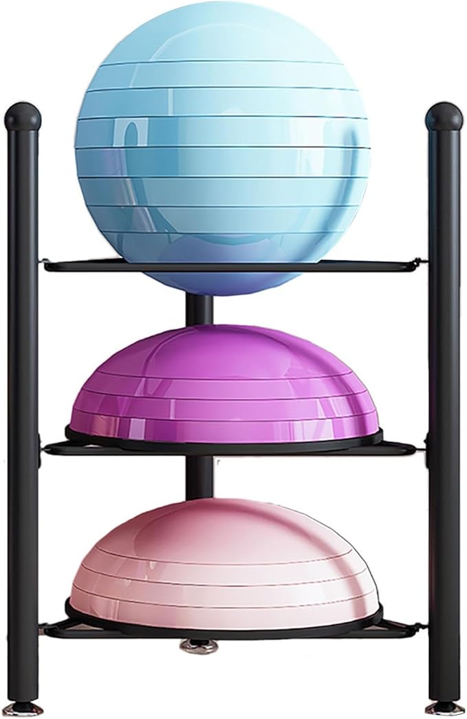 Organizer Rack Home Gym Exercise Half Balance Ball Trainer Holder Storage Rack - Home Fitness Gym Workout Equipment 3/5/6/7 Tier Floor Stand Corner Storage Organizer for Basketball Bowling Medicine Yo