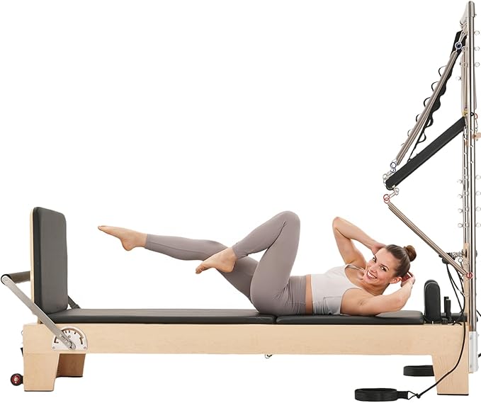 VEVOR Pilates Reformer Accessories for Home Gym, Include Reformer Box/Chair/Spine Corrector/Wall Mounted Machine/Jump Board/Foldable & Dual Resistance Springs