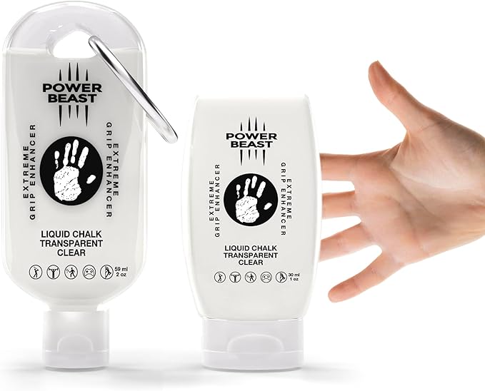 POWER BEAST, Clear Liquid Chalk, Non Sticky Grip Enhancer, Dry Hands, Transparent Liquid Chalk, Anti-Slip Solution, Dry Grip for Tennis, Golf, Pole Dancing, Gaming, and All Sports