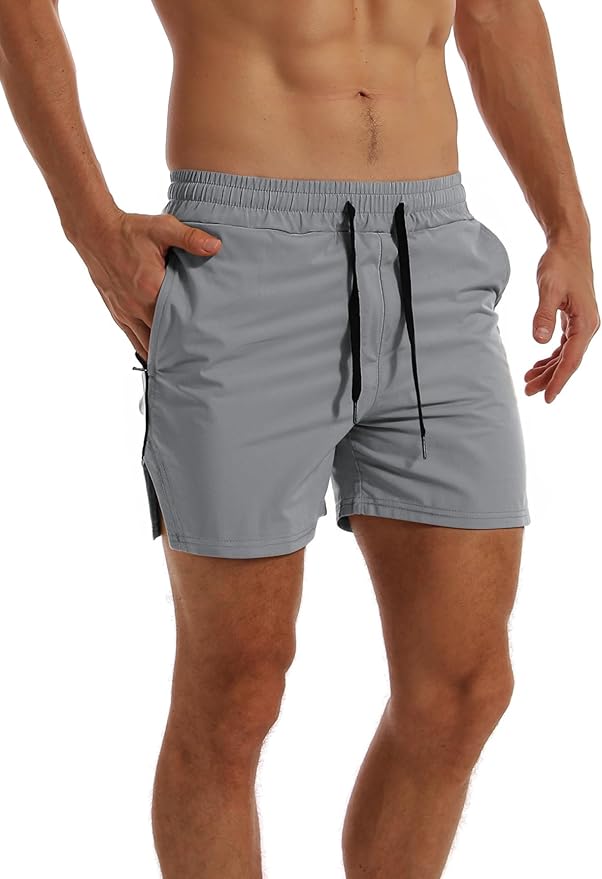 FLYFIREFLY Men's Gym Workout Shorts Quick Dry Lightweight Athletic Shorts Running Bodybuilding Training with Towel Loop