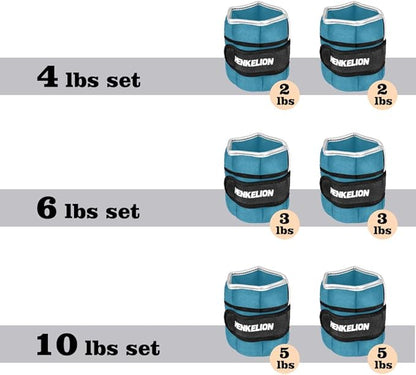 Henkelion 1 Pair 2 3 5 10 Lbs Adjustable Ankle Weights for Women Men Kids, Strength Training Wrist and Ankle Weights Sets for Gym, Fitness Workout, Running, Lifting - Black Grey Pink Blue Purple