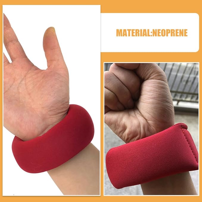 DOITOOL 2pcs Weighted Wrist and Ankle Weights Red Adjustable Sandbag Running Arm Weights for Walking Fitness Training