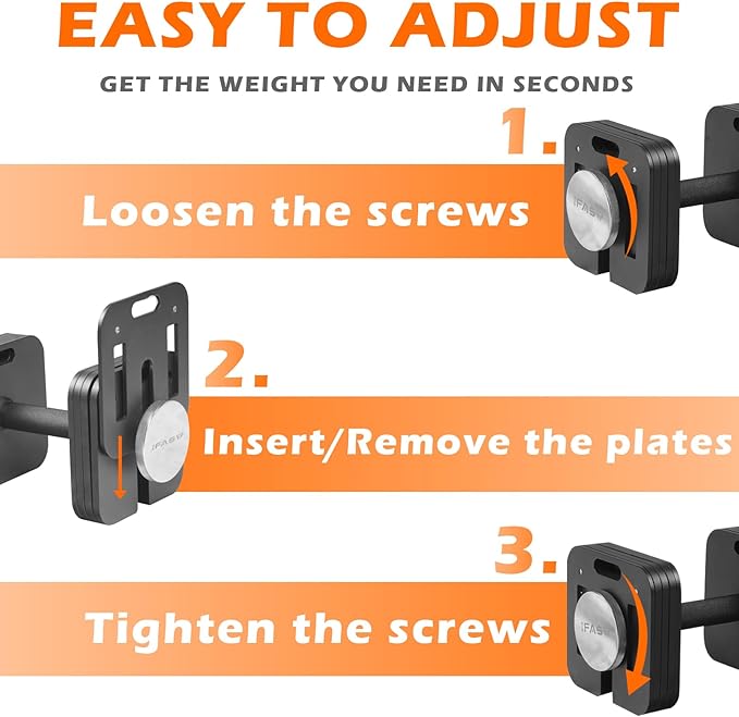 IFAST Adjustable Dumbbells 50LB Single Square Dumbbell 9 in 1 Free Weights for Multiweight Options Quick-Lock Adjustable Dumbbell Sets with Anti-Slip Steel Handle for Full-Body Home Gym Workouts