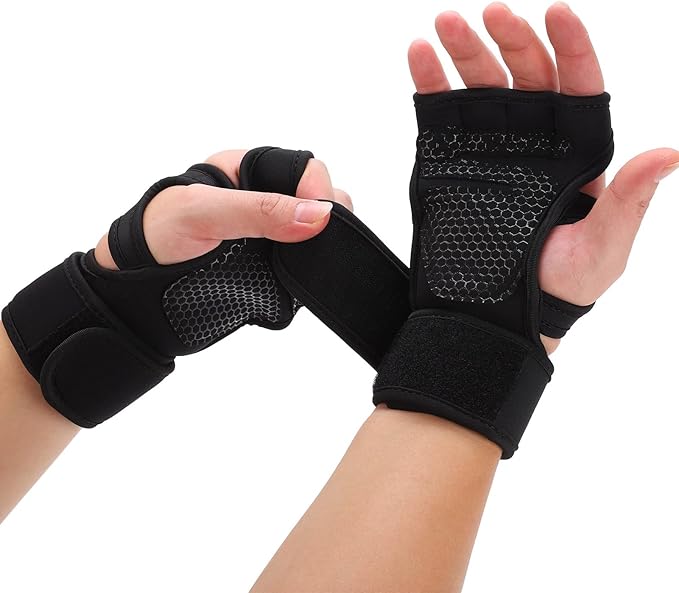 Workout Gloves for Men Gym Weight Lifting Gloves with Wrist Wrap Support Full Palm Protection Gym Gloves Exercise Fitness Training Gloves