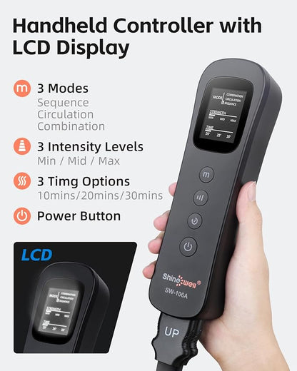 SHINE WELL Leg Compression Massager for Circulation and Pain Relief, Full Leg Massager for Swelling, with 3 Modes 3 Intensities 3 Timing Options, Gift for Dad Mom