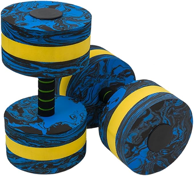 Aquatic Exercise Dumbbell Set of 2 for Water Aerobics, High-Density EVA-Foam Water Weights, Pool Fitness Equipment for Unisex Adults