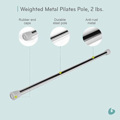 Balanced Body Weighted Metal Pole, Weighted Bar for Home or Studio Workouts, Exercise Equipment for Home Fitness or Gym Use