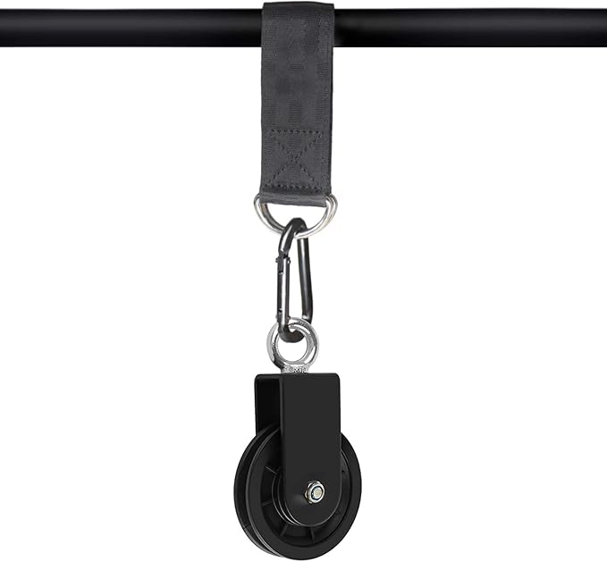 LFJ Cable Pulley with Swing Strap Carabiner Gym Pulley Wheel Set for LAT Pulley System DIY Pull Down Attachment,Ladder Lift,Home Gym Equipment