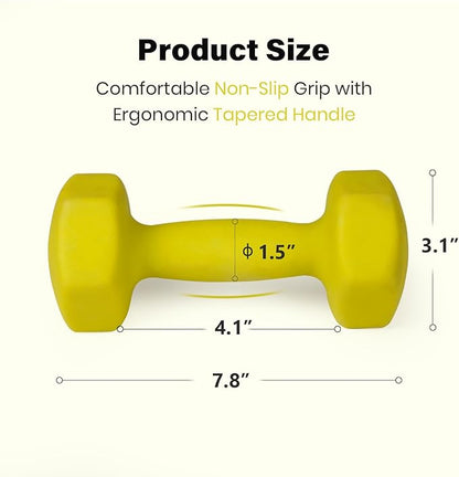 LIONSCOOL Set of 2 Neoprene Coated Dumbbell Hand Weights, Anti-Slip and Anti-Roll Hex Dumbbells in Pair for Strength Training, Resistance Training