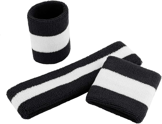 ONUPGO Sweatband Set Sports Headband Wristband Set Sweatbands Terry Cloth Wristband Wrist Sweatband Headbands Moisture Wicking Sweat Absorbing Head Band