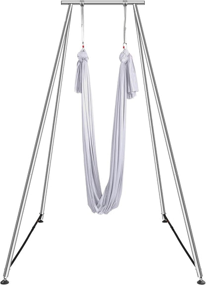 VEVOR Yoga Stand Frame, Max 441-551 lbs Load Swing Stand, Triangular Structure Aerial Rig, Aerial Silk Stands with Yoga Hammock, Standard & Height-Adjustable Version