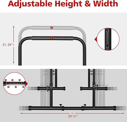 Dip Stand Station, Adjustable Height Dip Station for Strength Training, Heavy Duty Steel Parallel Push Up Stand, Home Gym Fitness Workout Dip bar Station,Tricep Dips, Pull-Ups, Push-Ups
