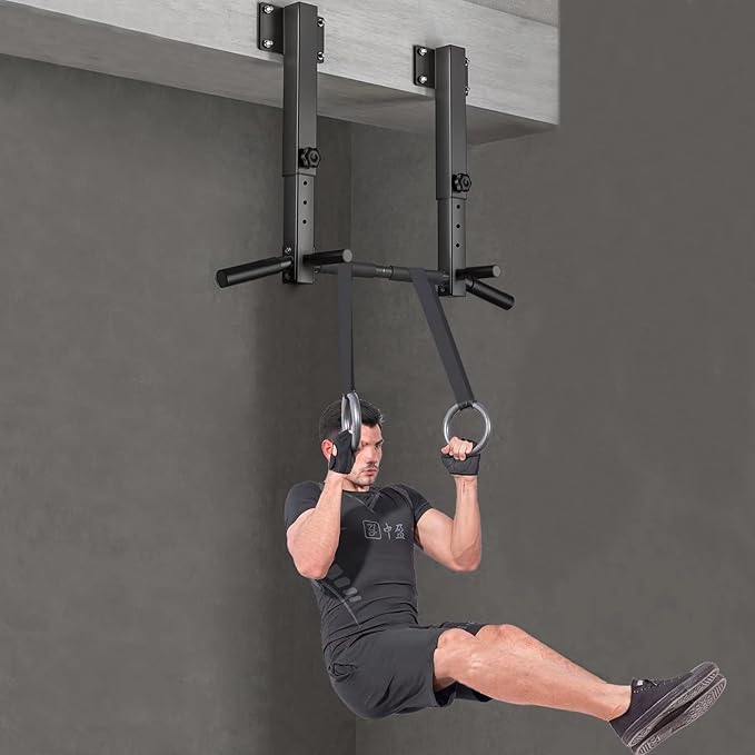 Wall Mount Pull Up Bar, Joist Beam Rafter Mount Pull-up Bar, Ceiling Mounted Chin Up Bar for Home Gym with Punching Bag Hanger