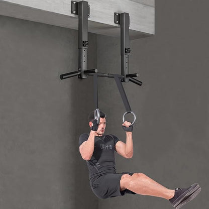 Wall Mount Pull Up Bar, Joist Beam Rafter Mount Pull-up Bar, Ceiling Mounted Chin Up Bar for Home Gym with Punching Bag Hanger