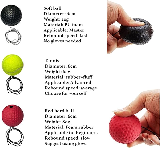 Boxing Reflex Ball with Adjustable Headbands,MMA Training Equipment,Punching Ball,Perfect for Fight Reaction,Hand Eye Coordination,Punching Speed,Agility,for Adults and Kids