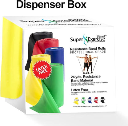 Resistance Band for Working Out | Super Exercise Bands 8,16,24 Yard Bulk Rolls |10 Strengths in Light Medium and Heavy Resistance Bands | Latex Free Workout Bands Including App and e-Book