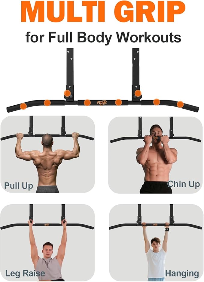 Fitarc Joist Mount Pull Up Bar, Wall Chin Up Bar Ceiling Mount for Beams, Heavy Duty Steel Construction, Home Gym Workout Equipment -Patent Pending