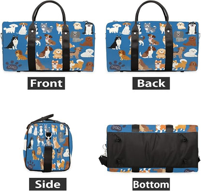 Travel Duffel Bag Cute Dog Doggy Sport Gym Bag Weekender Overnight Bag Carry on bag Training Shoulder for Women Men Boys Girls