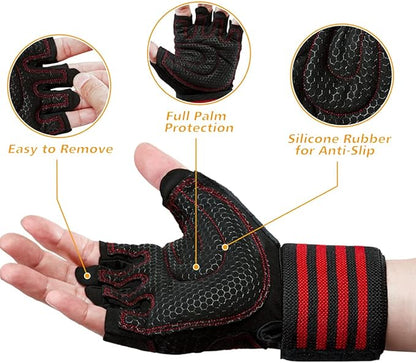 Workout Gloves for Men and Women, Breathable Lightweight Weight Lifting Gloves with Wrist Wrap Support, Excellent Grip Full Palm Protection for Weightlifting Fitness Training Climbing Gym