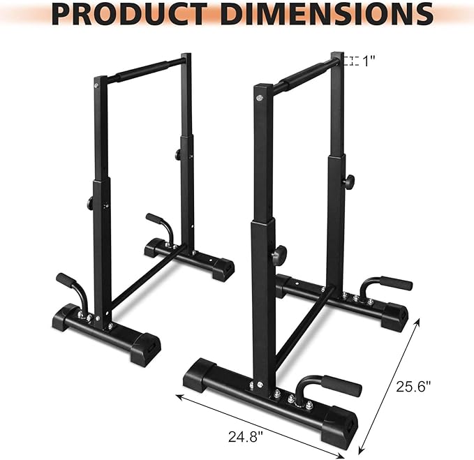 Dip Bar Station Set, 6 Level Adjustable Pull Up Bars, 1200lbs Heavy Duty Parallettes Bars, Dip Station for Full Body Workout Fitness, Push Up Bar Rack for Home Gym Strength Training -