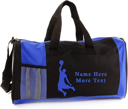 KishKesh Personalized Sport Duffel Bag – Ideal for Basketball Players, Gym, Travel, Training & Workout Essential for Male – Durable, Customizable Name & Text for Kids and Adults – Blue, 18" X 10" X 8"
