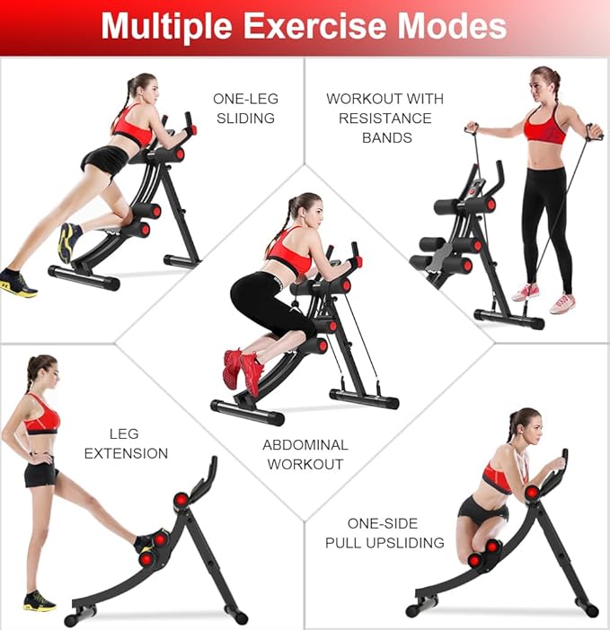 KESHWELL Ab Machine,Ab Workout Equipment For Home,Whole Body Exercise Waist Trainer For Women,Ab Machine For Stomach Workout,Foldable Fitness Exercise Equipment With Resistance Bands&LCD Display