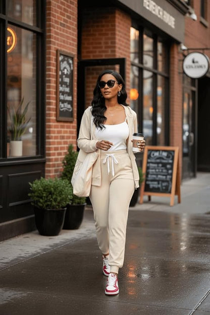 CLOCOR Track Suits for Women Set - Casual 2 Piece Outfits Sweatsuit Pocket Hoodies Long Sleeve with Patchwork Pants Set